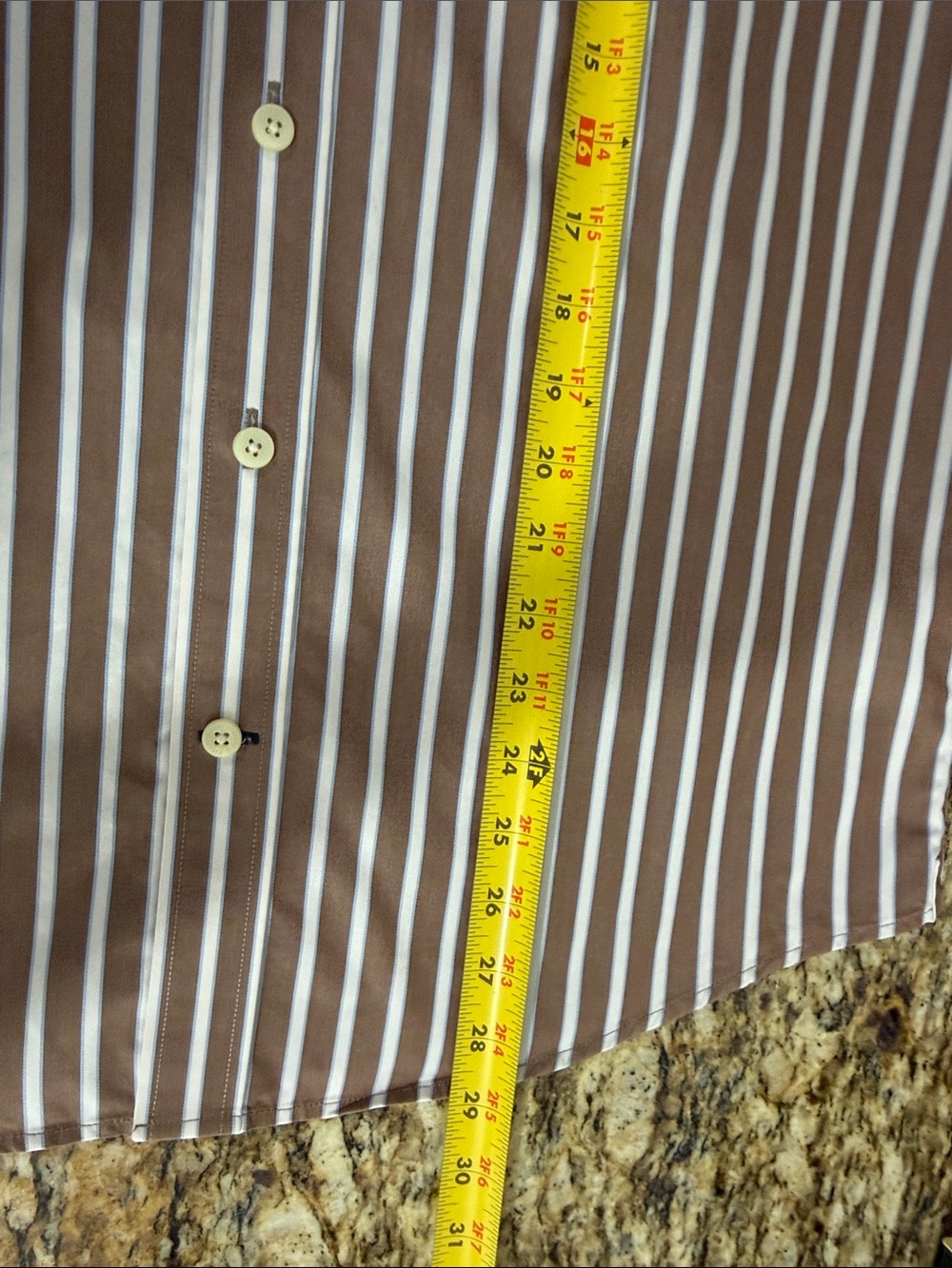 Abercrombie & Fitch Muscle Fit Brown White Stripe Button Shirt Medium - Picture 10 of 10